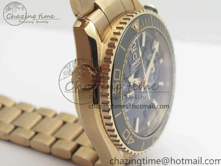 0517 Seamaster Pro Chrono RG Best Edition Black Ceramic Black Dial On RG Bracelet A ComfortFit 8130